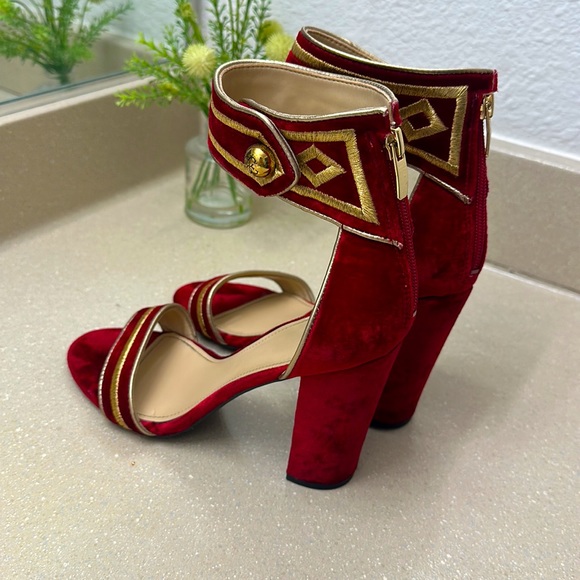 GUESS VELVET HEELS SANDALS Collection military inspired winter 2017 ❤️💛 - Picture 8 of 9